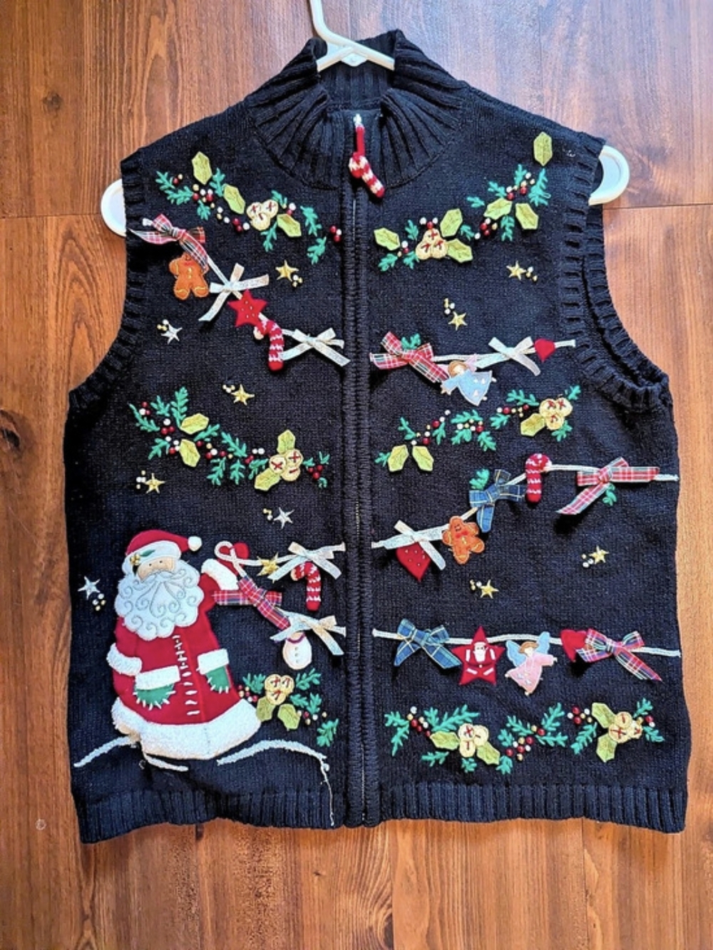 Designers Originals Studio Joy Holiday Embroidered Sweater Vest in Black & Red